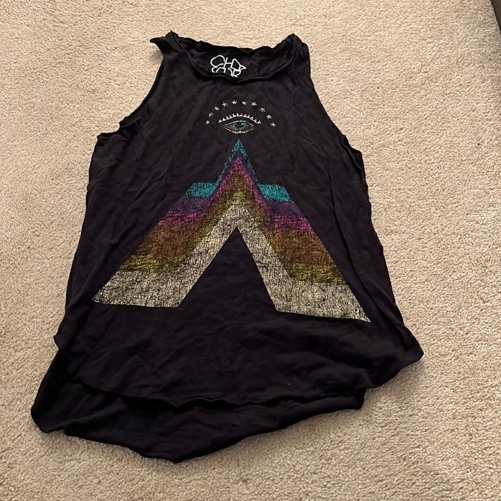 Chaser Black Distressed Tank XS